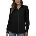 thumbnail image 1 of MYAOYINo Boundaries Womens Long Sleeve Button Down Shirt Collared Office Work Blouse Top, 1 of 5