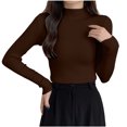 thumbnail image 1 of MYAOYINo Boundaries Womens Long Sleeve Mock Neck Tee Ribbed Knit Basic Slim Versatile Top, 1 of 5