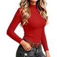 thumbnail image 1 of MYAOYINo Boundaries Womens Ribbed High Neck Pullover Top Long Sleeve Workwear, 1 of 7