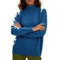 thumbnail image 1 of MYAOYINo Boundaries Womens Ribbed Mock Neck Sweater Textured Pattern Long Sleeve Knit Blouse, 1 of 7
