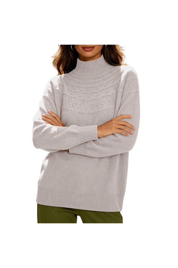 No Boundaries Womens Ribbed Mock Neck Sweater Textured Pattern Long Sleeve Knit Blouse