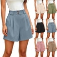 thumbnail image 1 of MYAOYINo Boundaries Womens Shorts High Waisted Wide Leg Shorts Pleated Double Button Casual Office Wear Shorts, 1 of 8