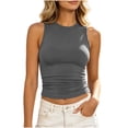 thumbnail image 1 of MYAOYINo Boundaries Womens Sleeveless Crew Neck Tank Top Fitted Ruched Summer Basic Shirt, 1 of 7
