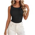 thumbnail image 1 of MYAOYINo Boundaries Womens Solid Sleeveless Tank Top Slim Fit Crew Neck Casual Wear, 1 of 7