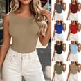 thumbnail image 1 of MYAOYINo Boundaries Womens Solid Sleeveless Tank Top Slim Fit Crew Neck Casual Wear, 1 of 7