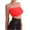 thumbnail image 1 of MYAOYINo Boundaries Womens Strapless Bandeau Crop Top Solid Color Clubwear Outfit, 1 of 3