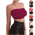 thumbnail image 1 of MYAOYINo Boundaries Womens Strapless Bandeau Crop Top Solid Color Clubwear Outfit, 1 of 4