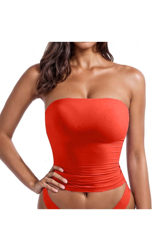 No Boundaries Womens Strapless Tube Top Ruched Longline Bandeau Top
