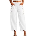 thumbnail image 1 of MYAOYINo Boundaries Womens Wide Leg Capri Pants Side Button Tulip Hem with Pockets, 1 of 6