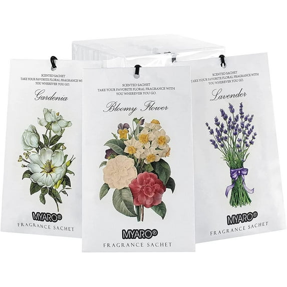 MYARO 12 Packs Closet Air Freshener, Deodorizer Flower Long-Lasting Scented Sachets Bags for Drawer Closets, Wardrobes and Bedrooms, Car Scent