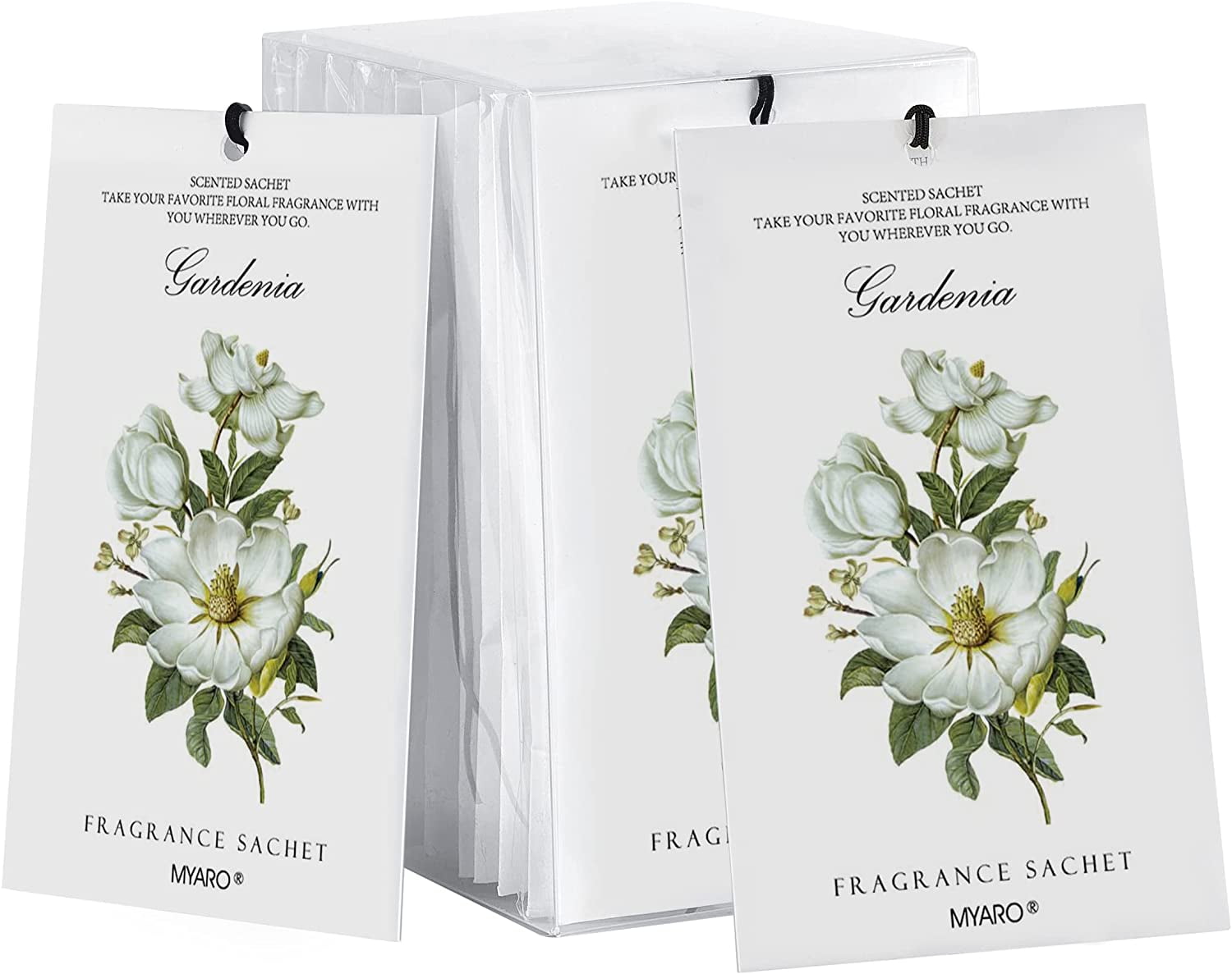 MYARO 12 Packs Gardenia Closet Air Freshener, Deodorizer Flower LongLasting Scented Sachets