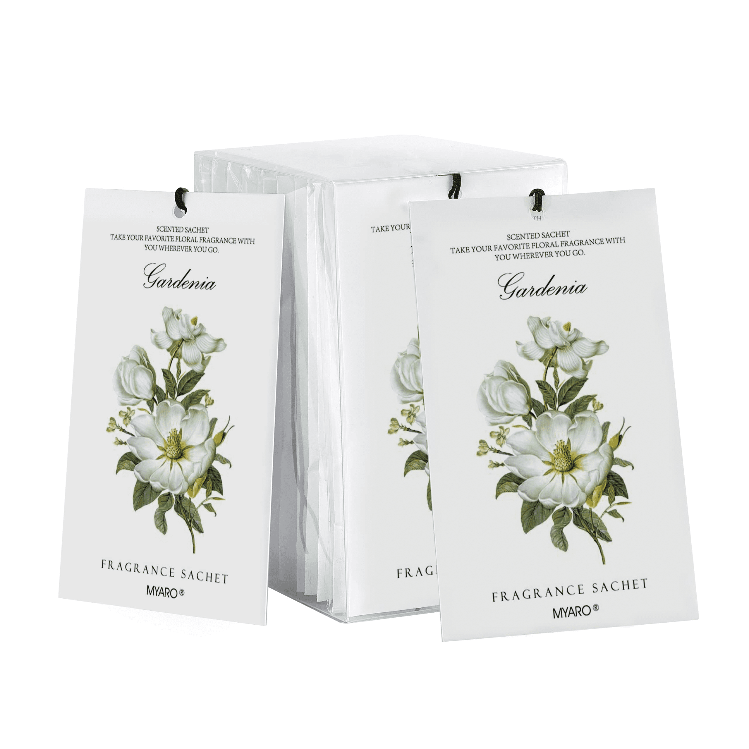 MYARO 12Pcs Gardenia Scented Sachets for Drawer and Closet, Long