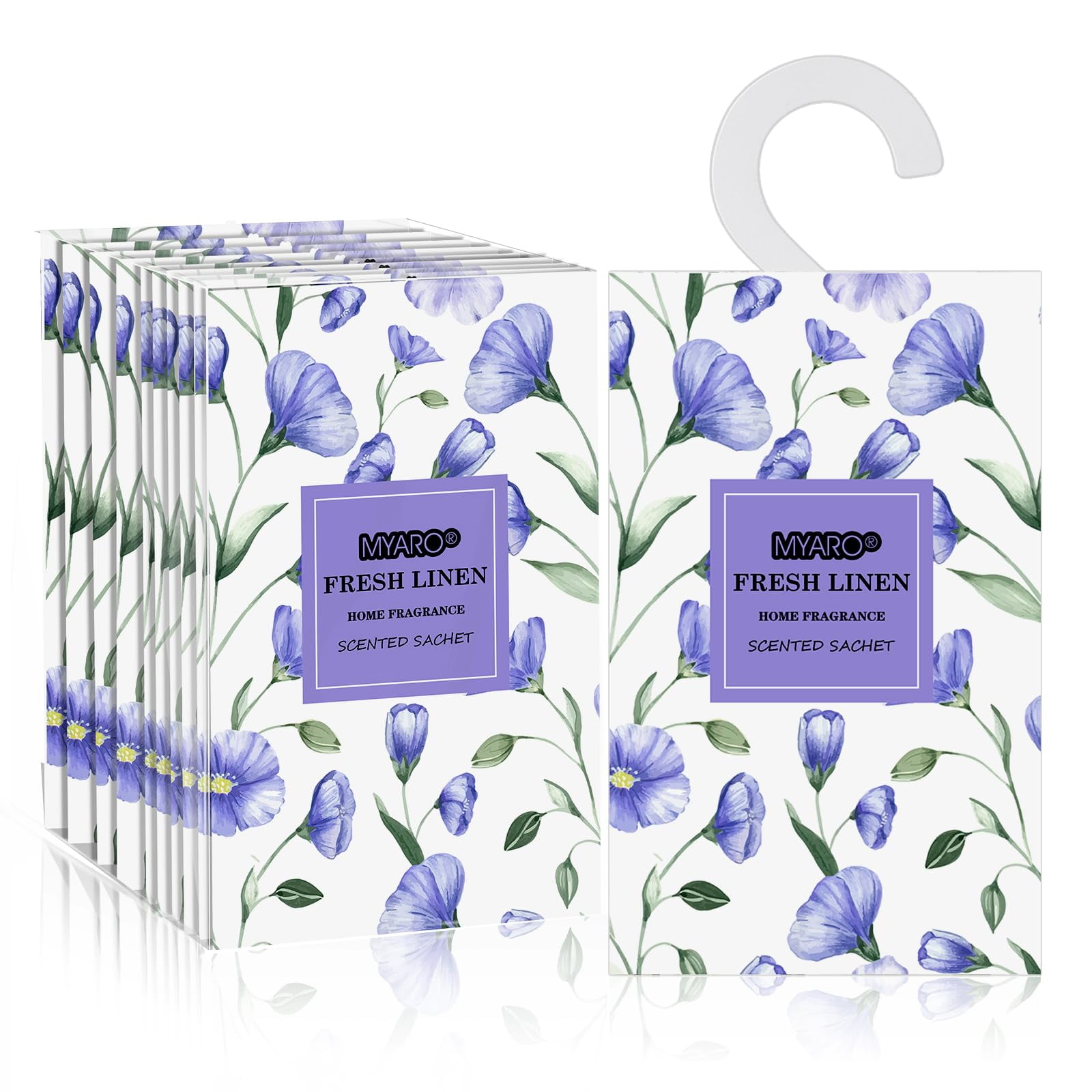 MYARO Large 12 Pcs Linen Scented Sachets for Drawer and Closet, Long