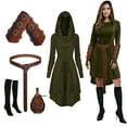 thumbnail image 1 of MYATED 5 Pcs Womens Renaissance Costumes Medieval Vintage Hooded Dress, Gothic Costume Fairy Dress Suitable for Halloween Cosplay (Green,M), 1 of 7