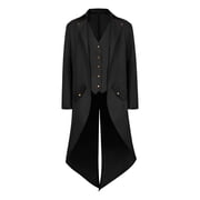 MYATED Mens Steampunk Vintage Tailcoat Jacket Gothic Medieval Victorian Frock Coat Uniform Halloween Costume Renaissance High Collar Uniform,Black,M