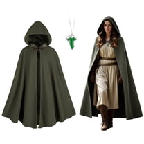 MYATED Renaissance Cloak with Hood for Women Medieval Vintage Hooded Cape Halloween Cosplay Costume,Green