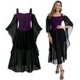 thumbnail image 1 of MYATED Women's Medieval Dress with Trumpet Sleeves,Renaissance Vintage Dress,Traditional Irish Dress,Gothic Costume Dress for Halloween Cosplay,Carnival Party,Purple,3XL, 1 of 8