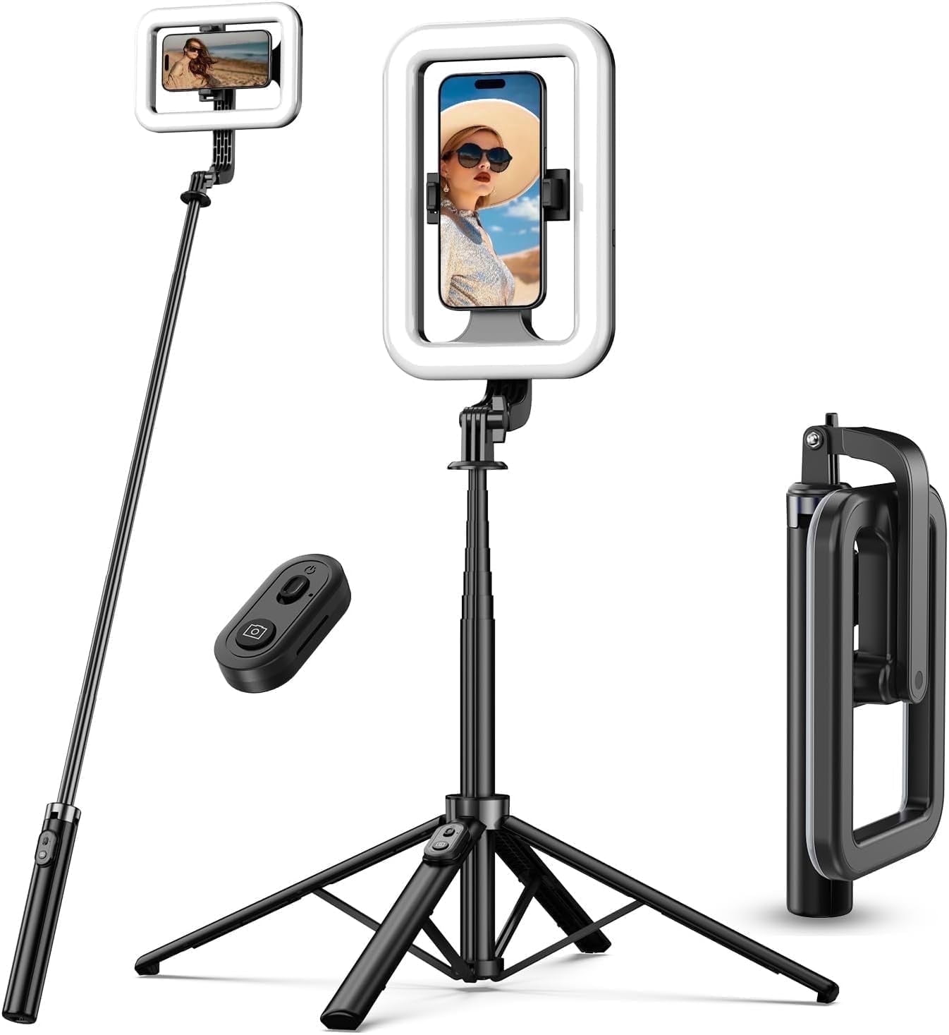 MyBat Pro Selfie Stick LED Ring Light with 72" Tripod Stand