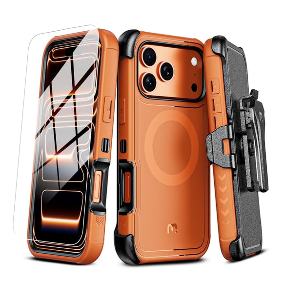 MYBAT PRO for iPhone 17 Pro Max Case with Belt Clip Holster, Maverick Series [Compatible with Magsafe] w/Screen Protector,Anti-Drop,with 360°Rotating Kickstand,Heavy Duty Protection