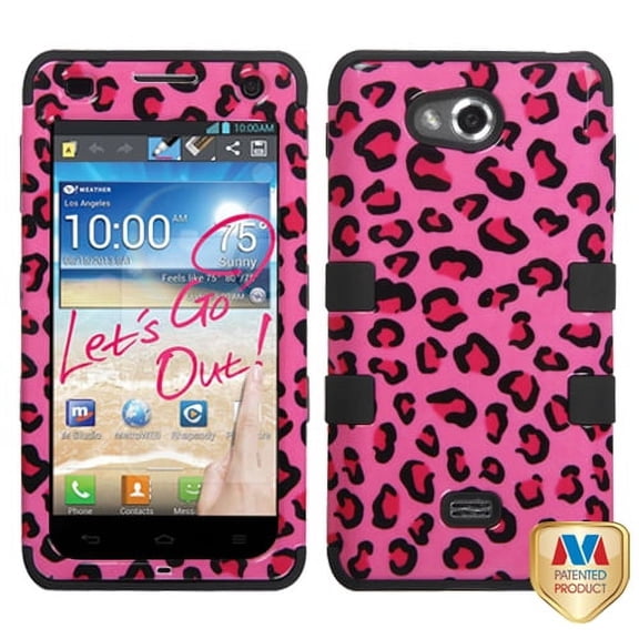 MYBAT Pink Leopard Skin/Black TUFF Hybrid Phone Protector Cover for LG MS870 (Spirit 4G)
