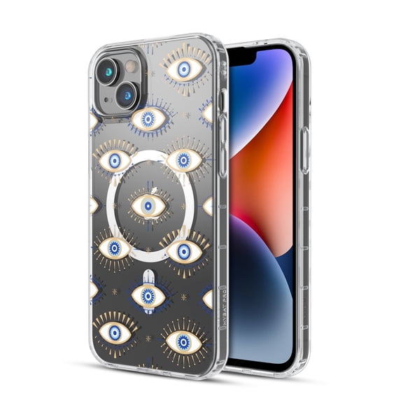 MYBAT Pro Mood Series MagSafe Case for Apple iPhone 14 Plus (6.7) - Evil Eye Stylish Glitter Shockproof Protective Cover for Women Girls Cute Phone Case