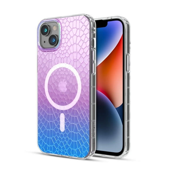 MYBAT Pro Mood Series MagSafe Case for Apple iPhone 14 Plus (6.7) - Iridescent Snake Stylish Glitter Shockproof Protective Cover for Women Girls Cute Phone Case