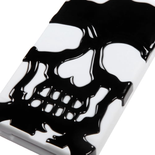 MYBAT Solid Black/Solid White Skullcap Hybrid Protector Cover for APPLE iPhone 4S/4