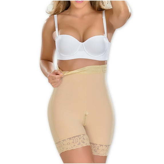 MYD 0327 Fajas Colombianas Reductoras Levanta Cola Butt Lifter Shaper Shorts Beige 2XL