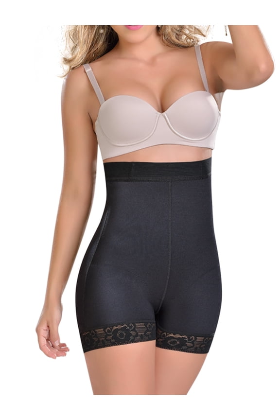 MYD Faja Colombiana Extra High Waist Butt Lifter Shapewear Compression Girdle Shorts for Woman Faja Levanta Cola Black S