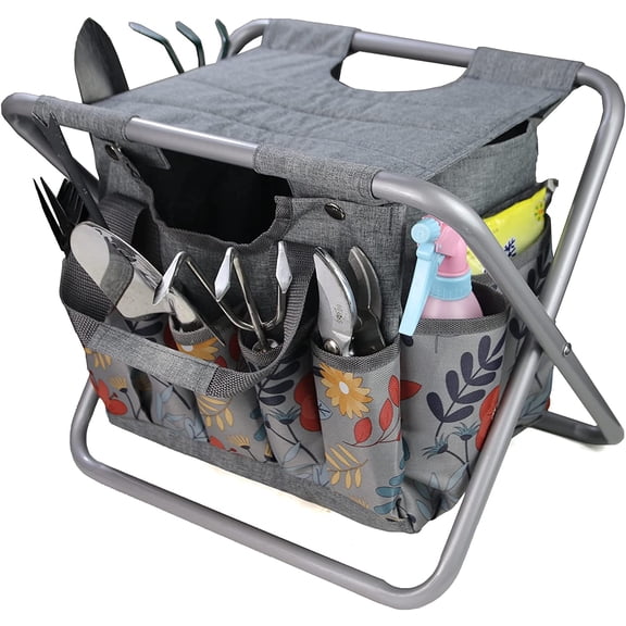 MYDAY'S Folding Gardening Stool Organizer Set with Tote Bag