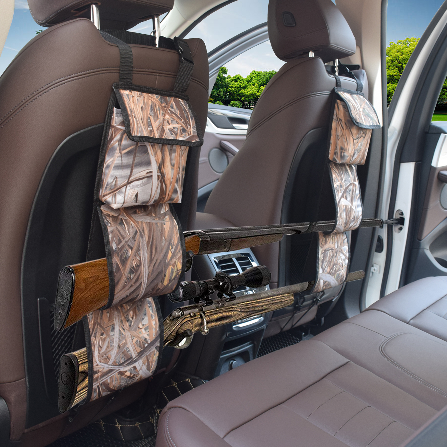 MYDAYS Seat Back Gun Rack, Gun Sling Bag, Camo Front Seat Gun Organizer Holder for Hunting