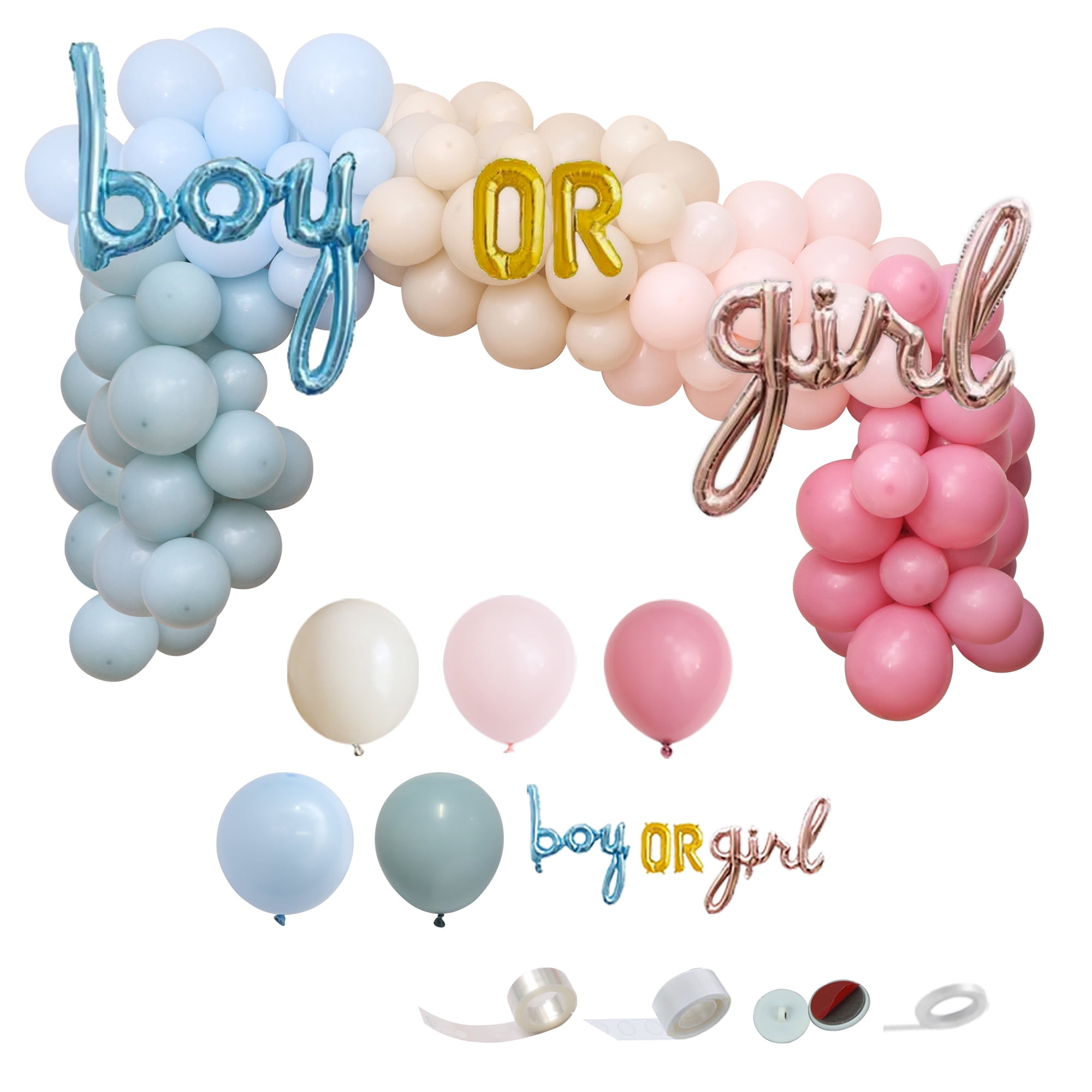 126PCS Gender Reveal Balloon Arch Garland Kit Moon Star Pink Blue Baby Shower