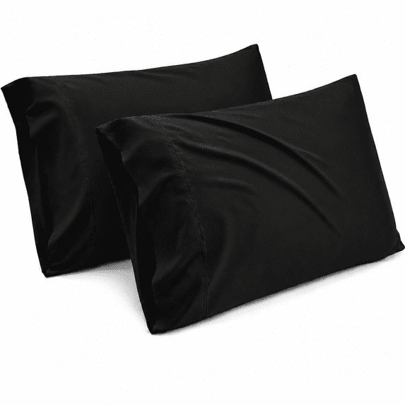 Queen Pillow Cases Set of 2 Rayon Derived from Bamboo Cooling Pillowcase,Black 20x30 inches MYDOMIC