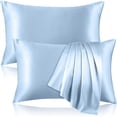 thumbnail image 1 of Satin Pillowcase Queen Pillow Cases Set of 2 Silky Pillow Cover with Envelope Closure,Light Blue 20x30 inches MYDOMIC, 1 of 8