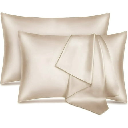 MYDOMIC Satin Pillowcase Queen Pillow Cases Set of 2 Silky Pillow Cover with Envelope Closure,Taupe 20x30 inches