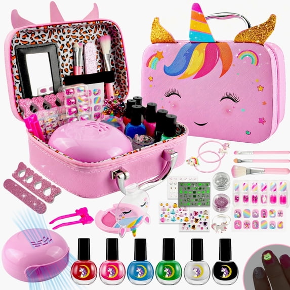 MYDOVA Kids Non-Toxic Quick Dry Nail Art Salon Kit with Nail Dryer and Peelable Nail Polish,Ideal Gift Toys for Girls Age 3-12