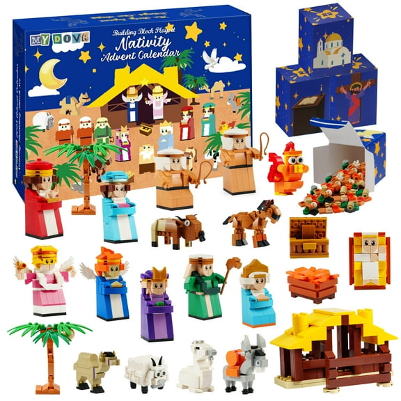 MYDOVA Nativity Building Blocks Toy for 6-12 Year Old Boys, Girls, Nativity Advent Calendar, Christmas Stocking Stuffers Party Favors Gifts