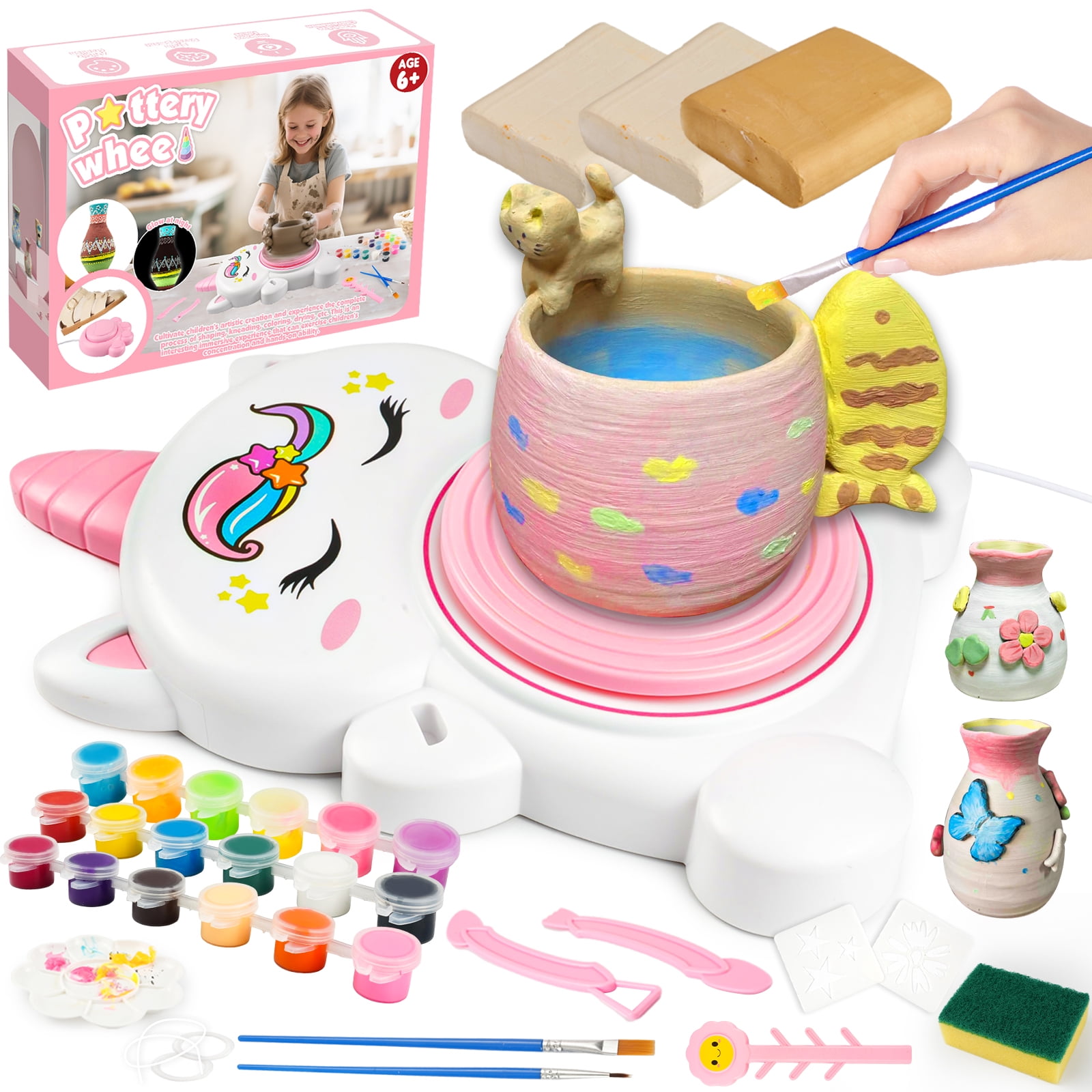 MYDOVA  Unicorn Pottery Wheel Kit for Kids, DIY Art Supplies Arts & Crafts Kit Gift for Girls Boys Ages 8+