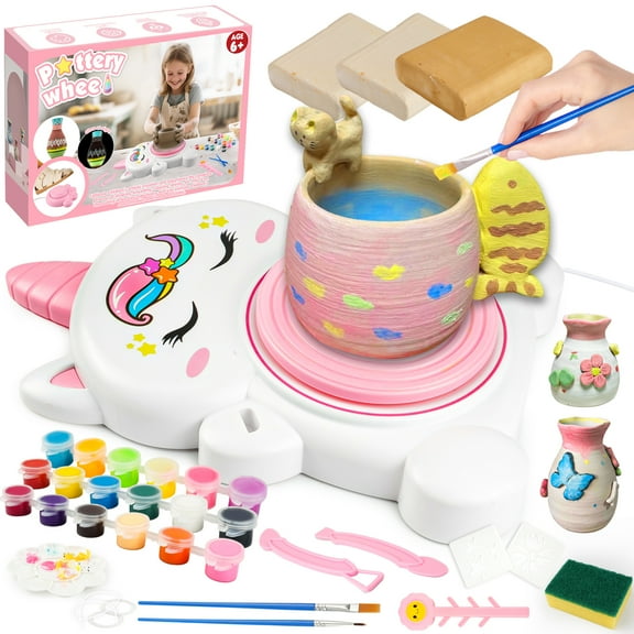 MYDOVA Unicorn Pottery Wheel Kit for Kids, DIY Art Supplies Arts & Crafts Kit Gift for Girls Boys Ages 8+