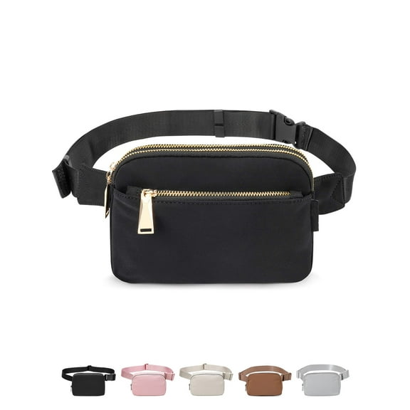 MYEBIUAI Waterproof Adjustable Strap Unisex Fanny Pack, Nylon, Black