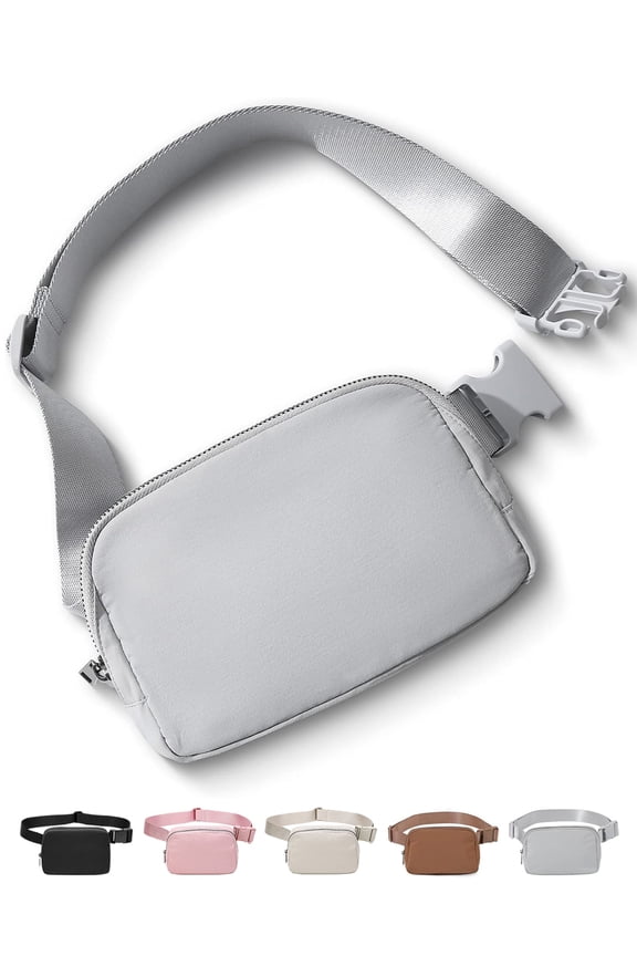 Waterproof Adjustable Strap Unisex Fanny Pack, Nylon, Gray
