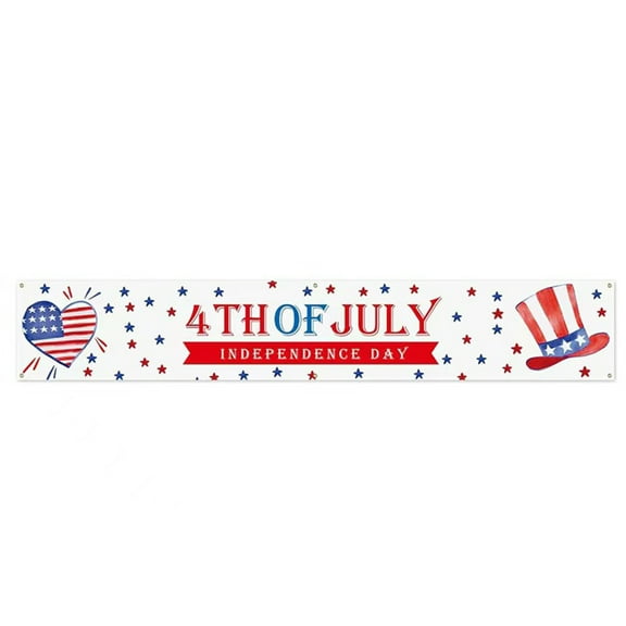 MYFLOCY 4th of July Banners for Outside Party Backdrop Patriotic Indoor Outdoor Decorations(Hat Pattern)