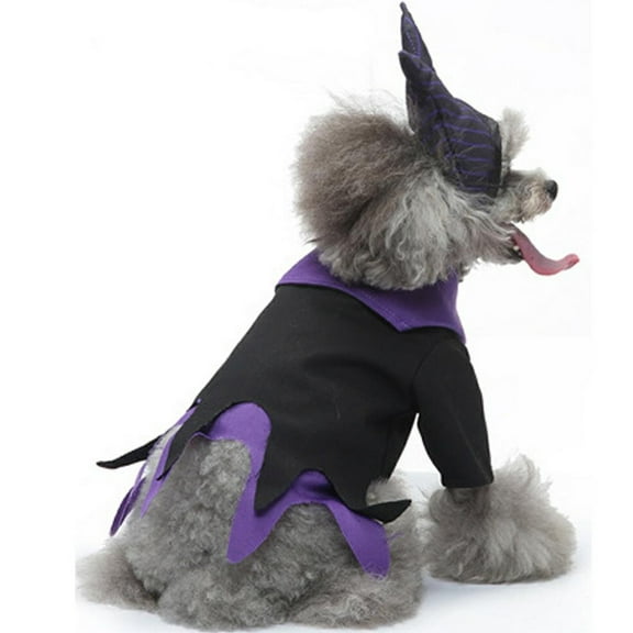 MYFLOCY Dog Halloween Dresses Clothes Purple Witch Funny Pet Party Costumes ( S )