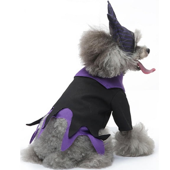 MYFLOCY Dog Halloween Dresses Clothes Purple Witch Funny Pet Party Costumes ( XL )