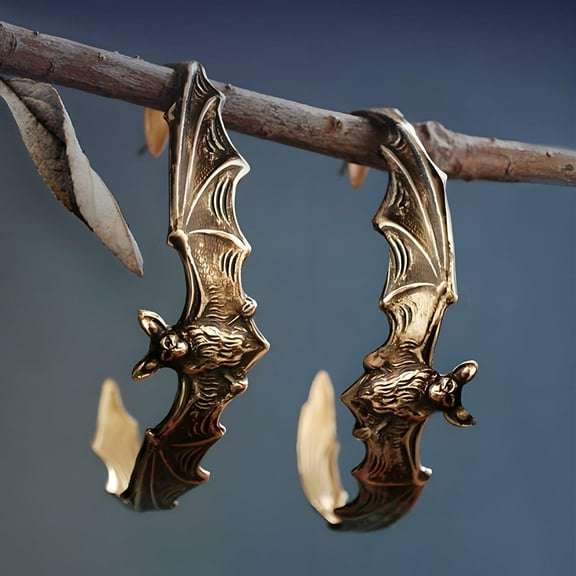 MYFLOCY Halloween Earrings for Women Gothic Bat Hoop Earings Golden Accessories