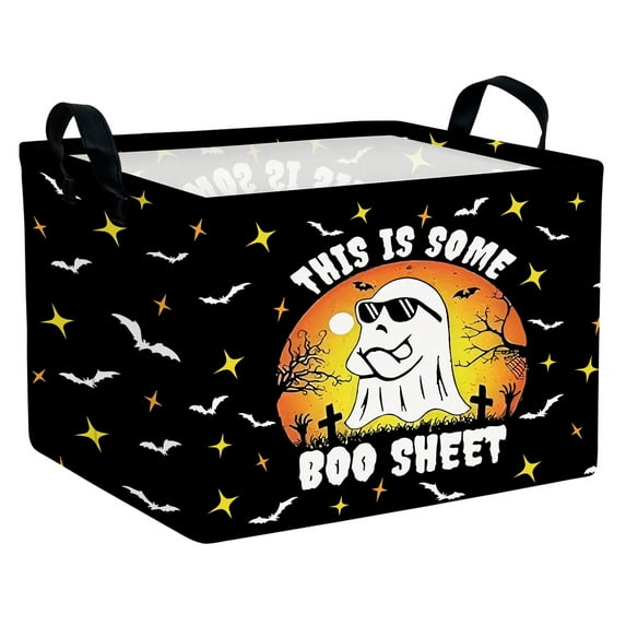 MYFLOCY Halloween Gift Basket for Kids Foldable Baby Candy Storage Bin Party Decor(Sunglasses Spooky)