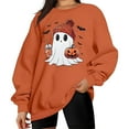 thumbnail image 1 of MYFLOCY Halloween Sweatshirts for Women Orange Ghost Pumpkin Bat Pullover Shirts Crewneck Sweaters Clothes ( L ), 1 of 7