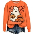 thumbnail image 1 of MYFLOCY Halloween Sweatshirts for Women Orange Ghost Pumpkin Pullover Shirts Crewneck Sweaters Clothes ( S ), 1 of 5