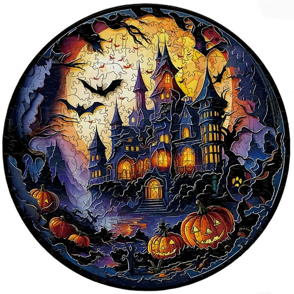 MYFLOCY Halloween Wooden Puzzle for Adults 3D Fall Gothic Castle Jigsaw Decor & Gifts 205 Piece