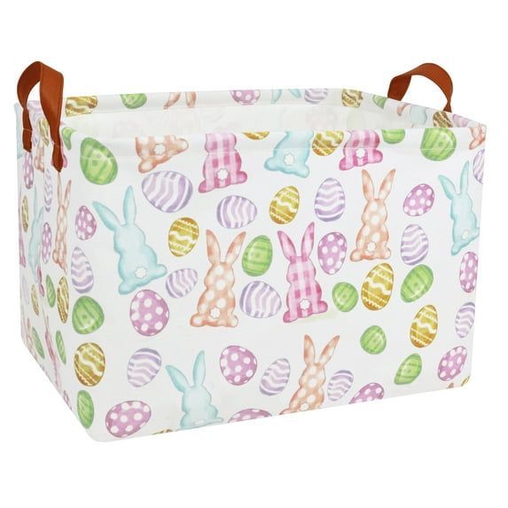 MYFLOCY Large Checkered Easter Baskets Empty Boy Toy Storage Bin Girls collapsible kid Hamper Baby Waterproof Storage Box Spring Gifts Decor